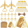 50 Pack Airplane Bottle Opener Favors, Metal Airplane Bottle Openers with Thank You Tags & Organza Bags, Travel Themed Party Favors, Destination Wedding Favors, Let the Adventure Begin Theme by VIDACONTIGO