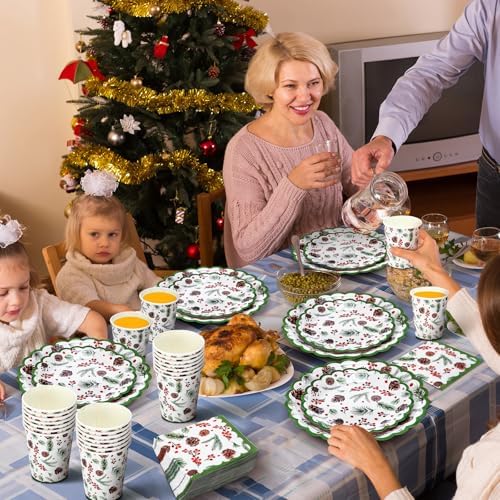 Domensi 250 Pcs Holly Leaf Christmas Party Supplies Set for 50 - Image 5