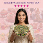 LOVENSPIRE Meenakari Stainless Steel Storage Box with Lid (1 Kg) Decorative Round Indian Food Container for Sweets, Kitchen Items & Return Gift Favors Pack of 12 - Image 6