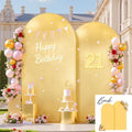 7.2FT 6FT Arch Backdrop Cover for Party, Set of 2 Stretchy Spandex Fitted Arch Stand Cover for Baby Shower, Birthday Wedding Decor, Chiara Backdrop Cover with Double-Sided Design(Gold, Yellow) by Besutolife