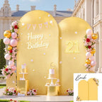 7.2FT 6FT Arch Backdrop Cover for Party, Set of 2 Stretchy Spandex Fitted Arch Stand Cover for Baby Shower, Birthday Wedding Decor, Chiara Backdrop Cover with Double-Sided Design(Gold, Yellow) by Besutolife
