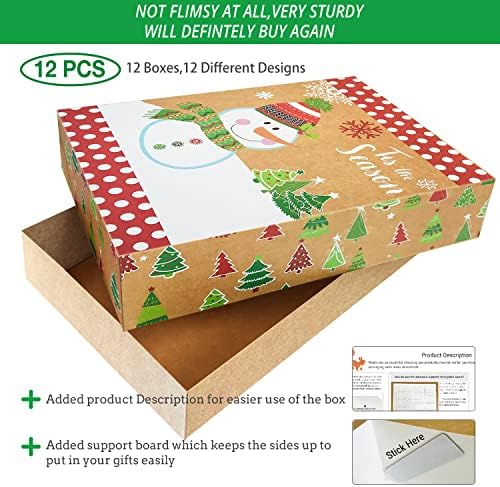12 Kraft Christmas Gift Boxes with Lids for wrapping Large Clothes and 80 Foil Christmas Gift Stickers (Assorted size for wrapping Robes, Sweater, Coat, Shirts and Clothes xmas Holiday Present) - Image 5