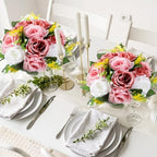 Hotop 24 Pcs Silk Rose Flower Balls,Dusty Pink, Pink, White - Image 2