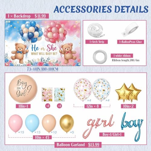 Gender Reveal Decorations He or She Boy or Girl Baby Shower Party Supplies - Image 2