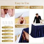 14ft Navy Blue Satin Table Skirt for Rectangle Table Teacher Desk Skirt - Image 6