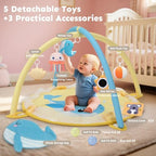 7-in-1 XL Large Baby Play Gym Mat, Tummy Time Mat, Baby Gym & Ball Pit, Baby Activity Mat with Milestone Cards & 6 Detachable Toys for Sensory Motor Skill, Whale - Image 3