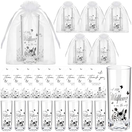 Sliner 50 Sets Baby Shower Wildflower Shot Glass Gift Bulk for Guests by Sliner