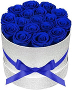 Prifroti 17 Blue Flowers in Glitter Box, Birthday Gifts for Women, Preserved Flowers, Mothers Day Roses Gift for Mom by Prifroti
