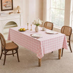 Gingham Tablecloth Rectangle Table, Cotton Linen Fabric Picnic Checkered Table Cloth Farmhouse Washable Wrinkle Free Buffalo Plaid Table Cover for Outdoor Birthday Party, Pink, 60x106 - Image 3