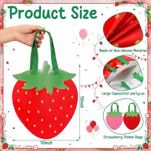 Tranqun 36 Pcs Strawberry Gift Bags with Handle Berry First Party Favors - Image 2