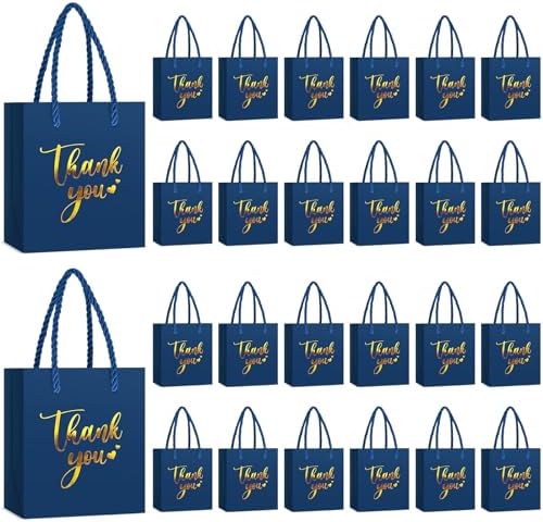 Honoson 60 Pcs Mini Thank You Gift Bag with Handle Bulk,Navy Blue by Honoson