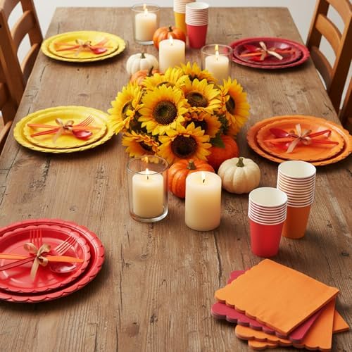 Ziliny 350 Pcs Fall Thanksgiving Plates and Napkins Autumn Party Supplies - Image 6