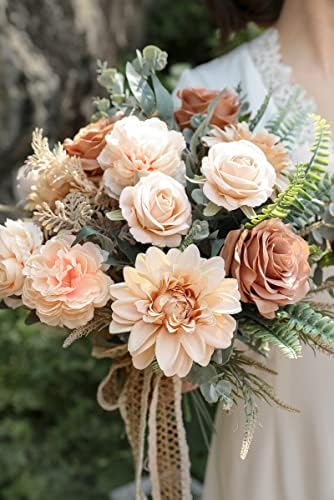 YYHUAWU Artificial Flowers Combo Box Set Gradient Color Flower Leaf with Stems for DIY Wedding Bouquets Centerpieces Baby Shower Party Home Decorations Nude Color - Image 4