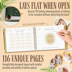 Book Keepsake, Baby Memory Book From Pre-Birth to 5th Year, with 2 Photo Pockets, Milestone Stickers, Hand/Footprint Inkpad, Baby Album and Baby Book for Girls or Boys (Dark Sage) - Image 4