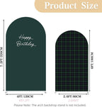Set of 2 Arch Backdrop Cover Tartan Plaid Baby Shower Stretchy Arch Frame Cover for Bear Theme Boys Birthday Party Fiesta Decorations (7.2ft & 6ft,Green) - Image 3