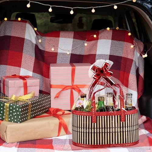 Reallnaive 12 Set 12“ Fall Thanksgiving Bamboo Empty Gift Basket, Oval - Image 5