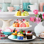 2 Pcs 3 Tier Porcelain Cupcake Stand, Holder Tower, Delicate Round Shape - Image 5