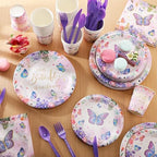 Ziliny 280 Pcs Butterfly Baby Shower Paper Plates and Napkins Paper Cups Plastic Knives Forks Spoons Disposable Tableware Set for Butterfly Theme Birthday Party Supplies, Serve 40 - Image 3