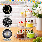 Patelai 8 Pcs 3 Tier Acrylic Cake Stand, Clear, Golden - Image 2