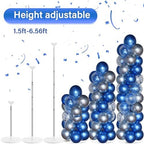 2 Sets Balloon Column Stand Kit with 100 Balloons Adjustable Balloon Tower Stand with Bases for Floor Balloons Column Kit for 2026 Graduation Birthday Appreciation Party Decor Navy Blue and Silver - Image 4