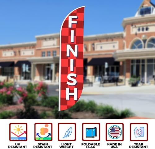 Finish Sign Feather Flag Pole Kit for Outdoor by Mavis Printing | 15 FEET Long Polyester Outdoor Banner Flag for Easy Hang | HD Print Swooper Flag Pole Mount to Celebrate Finish | Made in USA - Image 6