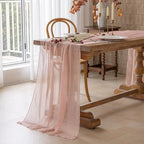 6Pcs Dusty Pink Cheesecloth Table Runner 120 Inches for Party Home Decor - Image 3