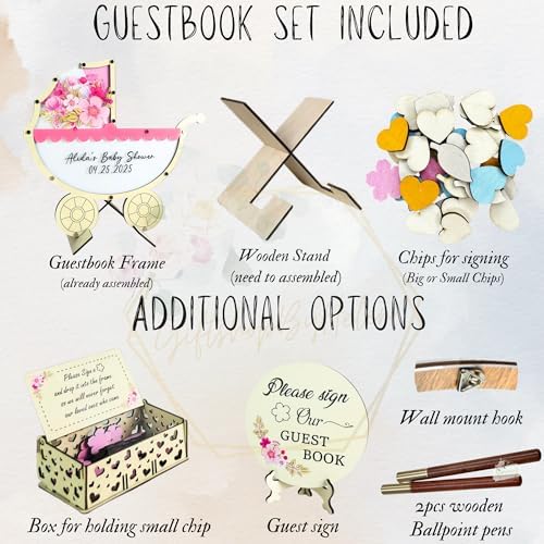 Baby Shower Guest Book Alternative Pink Stroller Drop Box Frame 2026 - Image 6