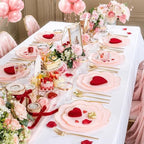 ejonirinjonir 180pcs Fancy Pink and Gold Plastic Plates for Wedding Showers - Image 3