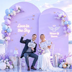 Cream and Purple Arch Backdrop Cover 7.2FT 6FT Wedding Arch Covers Set of 2 Arches Covers Stretchy Backdrop Spandex Fitted Double-Color Fabric Backdrops for Party Baby Shower Birthday Decoration - Image 3