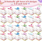 Ctosree 24 Pcs Butterfly Party Favor Boxes Floral Candy Treat Bags Pink Girl Butterfly Gift Paper Box Purple Blue Decor for Princess Birthday Party Baby Shower Supplies (Pack of 2) - Image 3