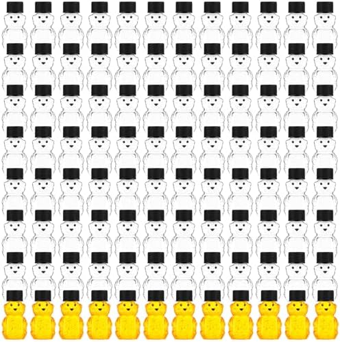 Patelai 96 Pcs 2 oz Plastic Honey Bear Bottle Bear Shape Clear Jar, Black by Patelai