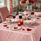 SASTYBALE Jacquard Tablecloth Rectangle, Pink, 60 x 120 Inch - Image 5