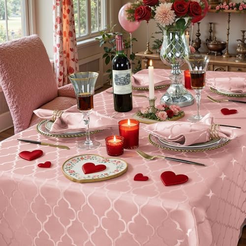SASTYBALE Jacquard Tablecloth Rectangle, Pink, 60 x 120 Inch - Image 5