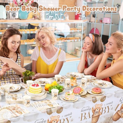 Funnymoom 452 Pcs Brown Bear Baby Shower Party Supplies for 50 Guests - Image 4
