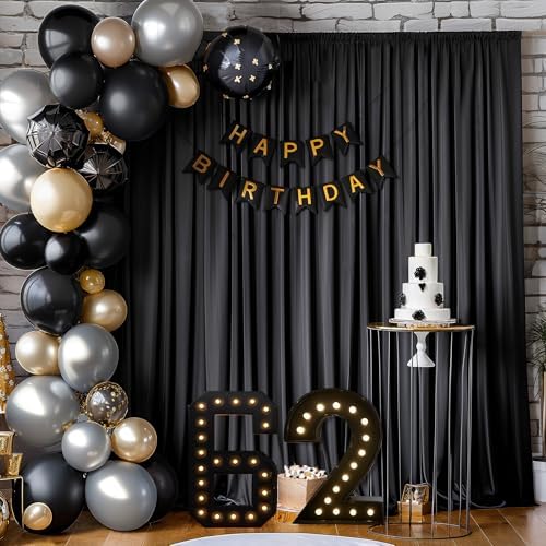 10x10ft Black Backdrop Curtains for Wedding Parties Wrinkle Free Black Curtains Photo Backdrop Drapes for Photography Birthday Baby Shower Soft Fabric Party Backgournd for Photoshoot 5x10ft, 2 Panels - Image 6