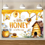 Leowefowa Bee Baby Backdrops for Photography 12x8ft A Little Honey is on The Way Baby Shower Party Decorations Banner for Kids Honeycomb Bumble Bee Baby Shower Photography Background Vinyl - Image 2