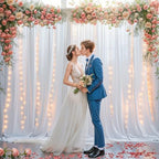 10x10ft White Backdrop Curtains with Lights Photo Drapes Wrinkle Free Fabric Backdrop Curtain for Wedding Birthday Party Baby Shower Bridal Shower Home Party Background Decorations - Image 2