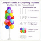 HIINS 2 Set Assorted Color Balloon Column Kit For Floor or Table Party Decor - Image 2