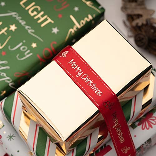 WRAPAHOLIC 30 Inch Green Christmas Wrapping Paper Roll - Jumbo Roll Green Holiday Set with Metallic Foil Shine - 4 Rolls - 30 Inch x 120 Inch Per Roll - Image 4
