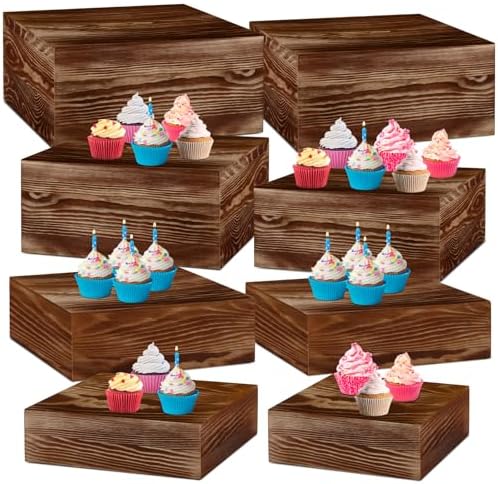 Barydat 8 Pcs Large 13.7" Wood Risers Display, Black Brown by home