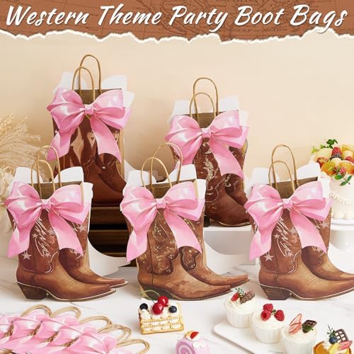 Tioncy 24 Pcs Cowboy Boot Paper Gift Bags, Cowboy Style, Brown - Image 4