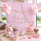 10ftx10ft Wrinkle Free Light Pink Backdrop Curtains for Parties, Silky Polyester Photo Backdrop Drapes 2 Panels 5x10ft Back Drop Cloth for Wedding Birthday Baby Shower Photography Background - Image 3