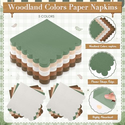Zhehao 350 Pcs Woodland Paper Plates and Napkins Party Supplies - Image 5