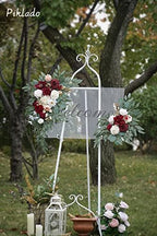 Faux Flower Swag Set of 2 for Wedding Welcome Signs Floral Swag Wedding Reception Ceremony Signs Decor(Burgundy red & Cream) - Image 3