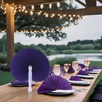 Bestage 20 Pieces Purple Round Paper Fans - Image 3