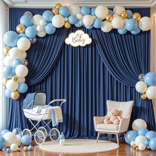 20x10ft Navy Blue Backdrop Curtains for Wedding Parties Wrinkle Free Blue Curtains Photo Backdrop Drapes for Photography Birthday Baby Shower Soft Fabric Party Backgournd for Photoshoot - Image 6