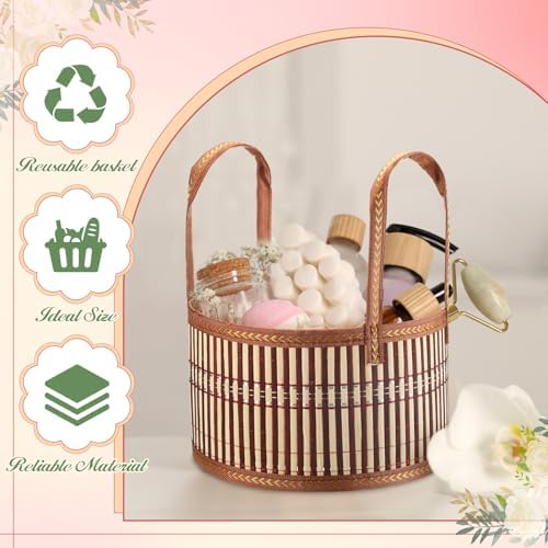 Weysat 12 Set Baskets for Gifts Empty Bulk, Large Woven Bamboo Gift Basket Kit with Handles, Bow, Wrap Bag to Fill for Raffle Thanksgiving Day Wedding Birthdays Party Wrapping (Brown) - Image 5
