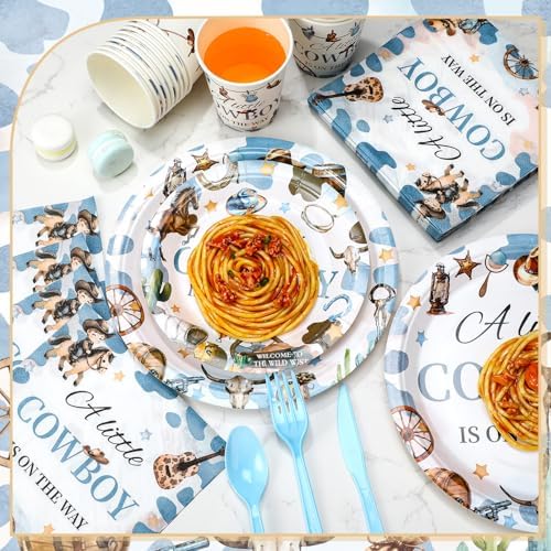 Dandat 350 Pcs Baby Shower Set, Cowboy, Blue - Image 4