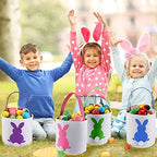 Honeydak 6 PCS Easter Basket for Kids, Cute Bunny Canvas Tote Bucket - Image 7
