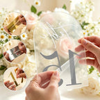 Frosted Table Numbers, Wedding Table Numbers Gold 1-15 with Stands, Gold 3D Acrylic Arch Signs with Holder, 5" x 7" Elegant Table Decor for Wedding Reception, Party, Anniversary, Events - Image 4